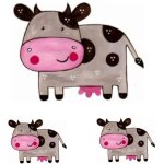 Set 3x autocollant sticker voiture moto deco enfant animal animaux vache ferme