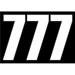 Set 3x autocollant sticker voiture moto porte num�ro chiffre course 777 blanc logo 3533