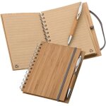 Set d'criture avec couverture en bambou 140 pages lignes avec stylo a bille en bambou 14, 5 x 18 x ...