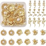 Shiba - lot de 24 pendentifs en forme de rose en alliage de mtal - 6 styles - dor clair - pour fabrication ...