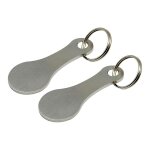 Shopping trolley key stainless steel token keyring swivel lobster fermoir coin argent