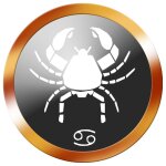 Signe du zodiaque cancer rond dor� - 5cm - sticker / autocollant