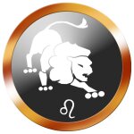 Signe du zodiaque lion rond dor� - 5cm - sticker / autocollant