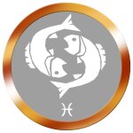 Signe zodiaque poisson rond dor� - 10cm - sticker / autocollant