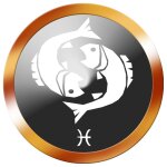 Signe du zodiaque poisson rond dor� - 10cm - sticker / autocollant