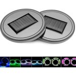 Solar led cup holder light, 2x colorful led car glass holder pad mat with waterproof bottle drinks coaster, ...
