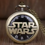 Montre - pendentif - star wars - antique - logo 3d - acier - 80 cm de cha�ne