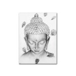 Statue de bouddha de mditation en arc, peinture sur toile en noir et blanc, affiche dcorative bouddhiste ...