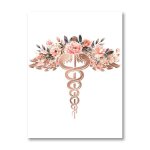 Stthoscope a fleurs et cur en or, affiche d'instruments mdicaux, equipement mdical cratif, peinture ...