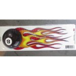 Sticker 8 ball a flammes boule de billard autocollant rock roll voiture