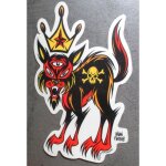 Sticker chat couronne autocollant kustom rockabilly