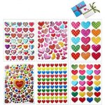 Stickers coeur, 60 feuilles autocollants adhsifs en coeur colors stickers pour les anniversaires, saint ...