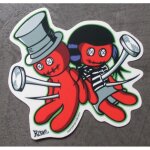 Sticker couple poupe vaudou clou autocollanr rockabilly
