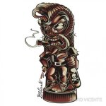 Sticker david vicente elvis style tiki autocollant rockab