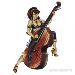 Sticker david vicente pin up et contrebasse autocollant usa