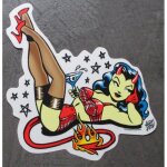 Sticker pin up diablesse allong� verre martini autocollant