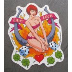 Sticker pin up lady luck et fer a cheval d� autocollant