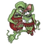 Sticker rat fink en couple et amoureux autocollant kustom kulture 13x10cm Sticker rat fink en couple et amoureux autocollant kustom kulture 13x10cm
