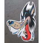 Sticker tete de loup nez a gauche lone wolf autocollant