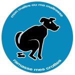 Stop aux crottes de chiens bleu - 15cm - sticker / autocollant