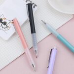 Stylos a bille 6 pcs grip pen - 0. 5mm stylos a bille noirs avec poign�e souple, clip argent� et ecriture ...