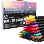 Stylos a colorier 24 couleurs double pinceau stylos feutre feutre marqueurs dart dessin peinture calligraphie ...