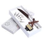 Stylo plongeur calligraphie encre set 6 plumes manuel pour ecriture d�coration cadeau el�gant en bois ...