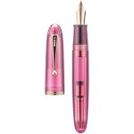 Stylo plume a pointe moyenne, corps en acrylique transparent rouge avec clip dor