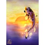 Tableau d�coratif 29, 7x42cm  carpe koi
