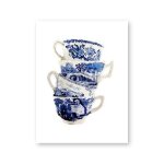 Tasses de thé vintage chic bleu blanc saule, toile de style chinois, peinture murale, affiche d'images ... Tasses de thé vintage chic bleu blanc saule, toile de style chinois, peinture murale, affiche d'images ...