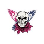 T�te mort surf fleur autocollant sticker adhesif - taille : 8 cm