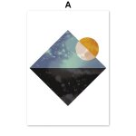 Toile d'art mural abstrait de montagne, for�t d'eau, soleil, peinture, affiches et imprim�s nordiques, ...