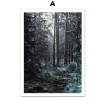 Toile d'art mural abstraite avec ligne de pin lac grande roue, affiches et imprim�s nordiques, images ...