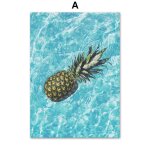 Toile d'art mural avec citation de plage bleue, ananas, palmier, peinture, affiches et imprimés nordiques, ... Toile d'art mural avec citation de plage bleue, ananas, palmier, peinture, affiches et imprimés nordiques, ...