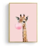 Toile d'art mural pour dcoration de la maison, imprims, peinture d'animaux girafe bulle gomme, photos, ...