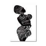 Toile d'art mural en noir et blanc, belle femme africaine avec chambre de bb, affiche murale imprime ...