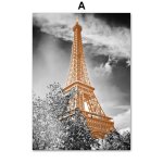 Toile d'art mural avec paysage de roses, tour de paris, affiches et imprims nordiques, dcor de salle, ...