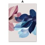 Toile d'art mural, peinture, fleurs roses bleues, feuilles tropicales, affiches et imprim�s nordiques ...