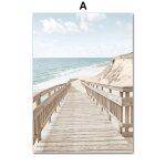 Toile d'art mural de plage pastel ocan, arbre de palmier, trteau conque, peinture, affiches et imprims, ...