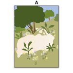 Toile d'art mural avec plante de fille abstraite color�e, peinture sur toile, affiches et imprim�s nordiques, ...