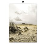 Toile d'art mural avec porte, mouton de mer, prairie, peinture de paysage nordique, affiches et imprims, ...