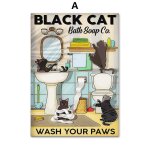 Toile d'art mural avec serviettes et pattes de chat noires, affiches et imprims nordiques, images murales ...