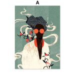 Toile d'art murale vintage pour fille, feuille de fleur, peinture, affiches et imprim�s nordiques, images ...