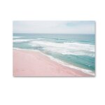 Toile d'art de paysage d'océan, peinture murale de plage de style nordique, bus rose, affiche d'art imprimée, ... Toile d'art de paysage d'océan, peinture murale de plage de style nordique, bus rose, affiche d'art imprimée, ...
