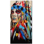 Toile d'art pop art pour fille indienne, peintures murales, aquarelle, femme indienne avec plume, affiches ...