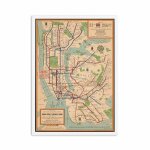 Toile de cartes d'itinraire du mtro de new york, peinture vintage, affiche et imprims, images artistiques ...