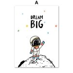 Toile de d�coration murale pour chambre d'enfants, affiche d'astronaute de dessin anim�, grand r�ve imprim�, ...