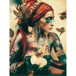 Toile de femme africaine avec papillon, affiches et imprims, peintures de filles modernes et colores ...