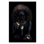 Toile d'ongles dor�s pour fille noire, peintures pour salon, affiches et imprim�s d'art de mode, images ...