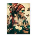 Toile de peinture colore moderne pour fille, affiche de femme africaine imprime avec papillon, tableau ...